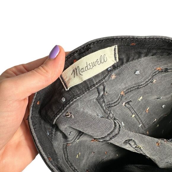 Madewell Vintage Washed Black High Rise Metallic Rainbow Dotted Skinny Jeans - Picture 11 of 13